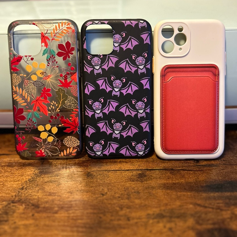 Fall Leaves, Bat, and Orange Wallet Phone Cases